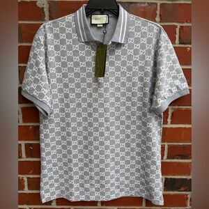 Gucci Gray GG Monogram Polo Shirt